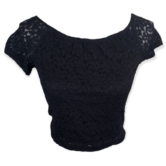 ANGL BLACK LACE CROP TOP SZ.M EUC - Picture 1 of 6